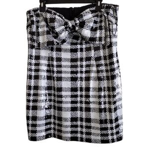 Anthropologie Black and White Plaid Mini Dress